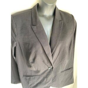 Liz Claiborne Womens Black Career Blazer Jacket With Button Closure & Pockets